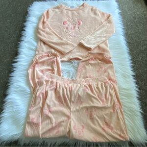 Minnie Mouse‎ Pajamas Girls Size 12/14 Large Disney Pink Stretch 2 Piece